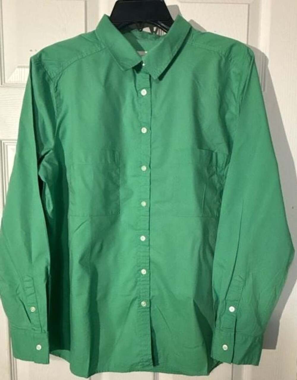 Loft Button-Down Long Sleeve Shirt Size L Green Poplin